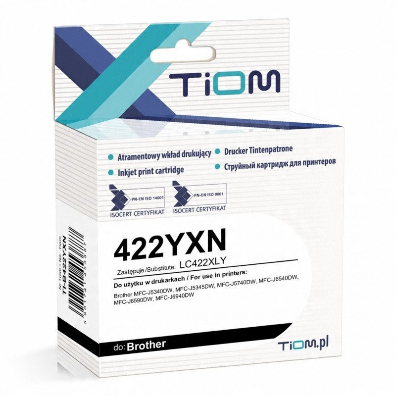 Tiom cyan ink cartridge Brother LC422XLY (yellow) replacement