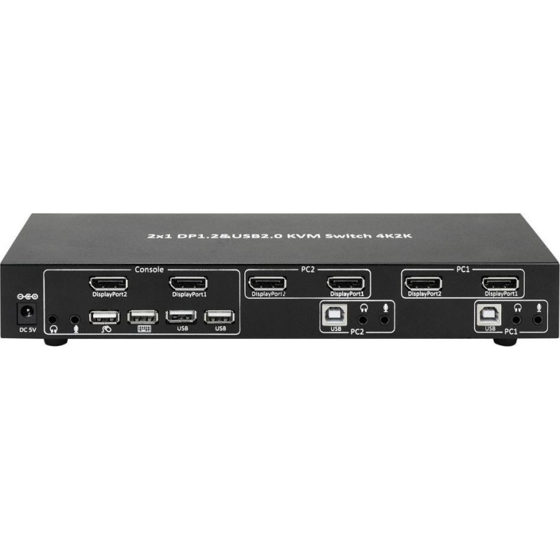 Techly IDATA DP-KVM2 KVM switch Black