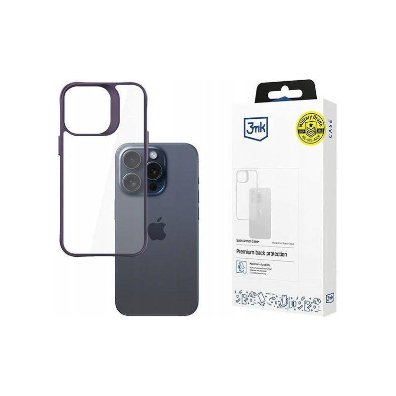 Apple iPhone 15 Pro - 3mk Satin Armor Case+ Purple