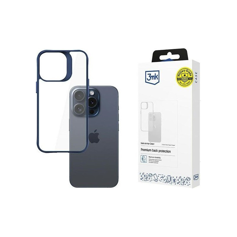 Apple iPhone 15 Pro - 3mk Satin Armor Case+ Blue