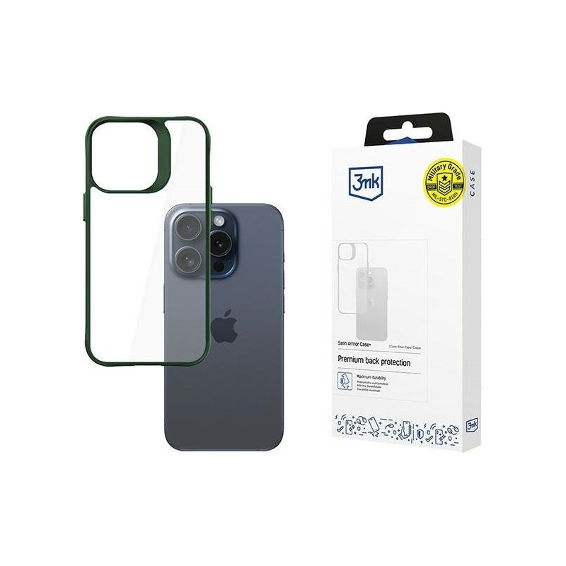 Apple iPhone 15 Pro - 3mk Satin Armor Case+ Green