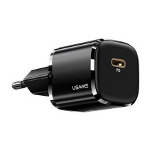 Usams T34 US-CC118 Mini Tīkla lādētājs 20W 1x USB-C Plug (Type-C) PD3.0 Ātrs lādētājs iPhone 11 12 13 Melna