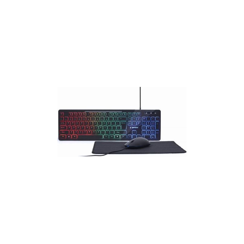 Gembird KBS-UML-01 3-in-1 backlight desktop set black US layout