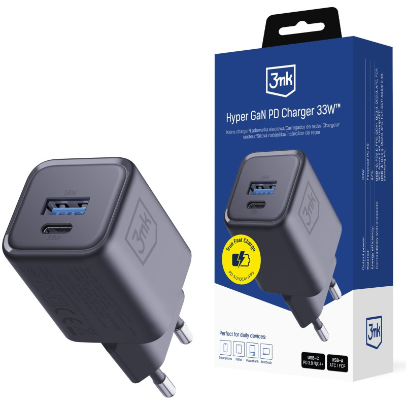 3mk Hyper Charger PD 33W GaN QC4+ Black