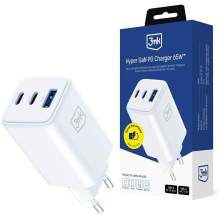 3mk USB-C USB-A Hyper GaN PD Charger 65W Trademark - White