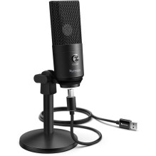 Fifine K670B mikrofons datorspēlēm / podkastiem / translācijām melns + turētājs