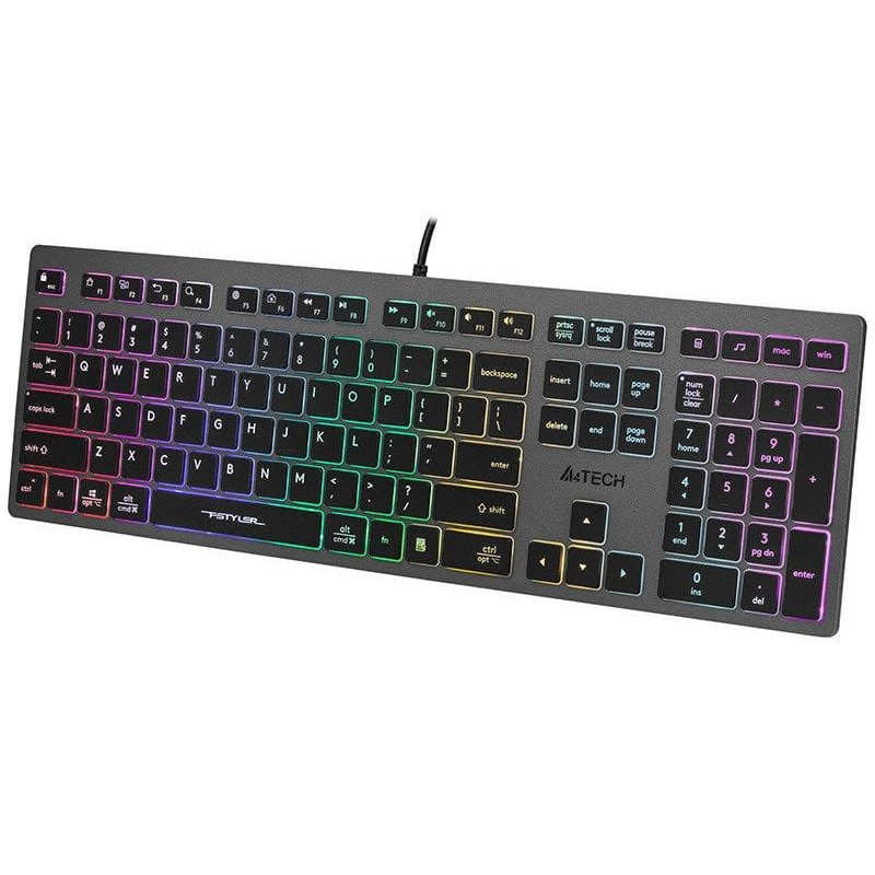 A4Tech FSTYLER FX60H (Neon Backlit) keyboard USB QWERTY Black Grey
