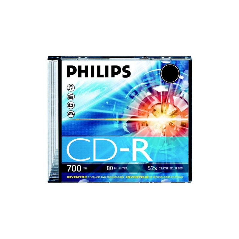 Philips 1 CD-R 80Min 700MB 52x Single Slim Jewel Case 8710895778183