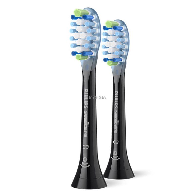 Philips Sonicare C3 Premium Plaque Defence zobu birstes uzgalis (2gab) melns HX9042 / 88