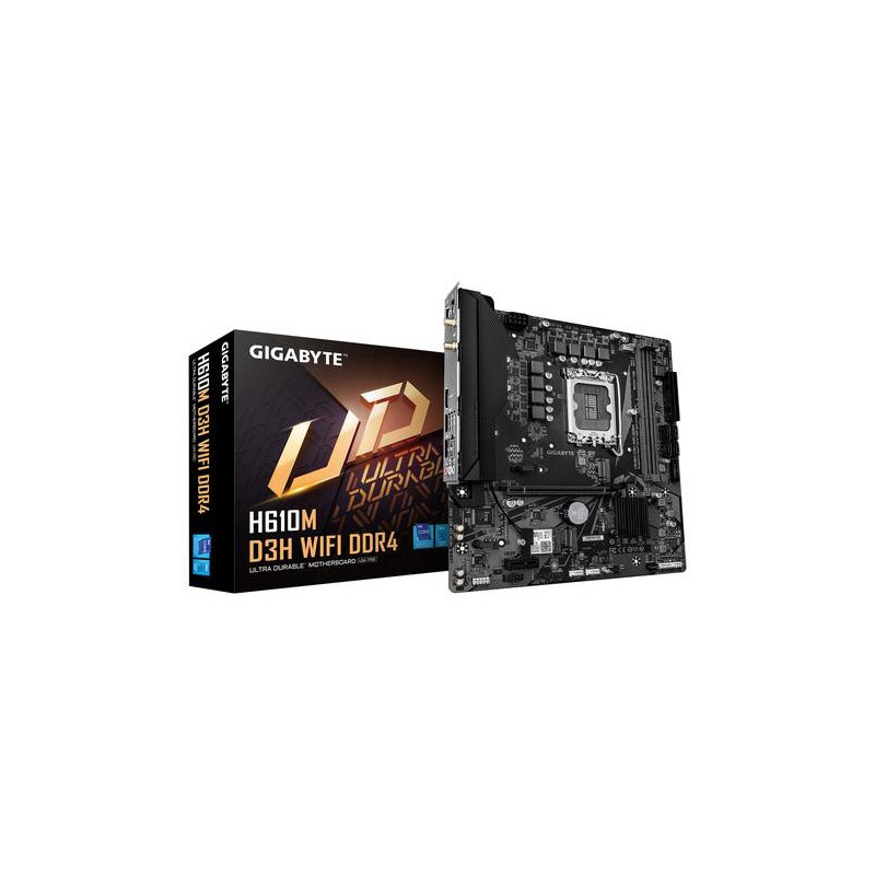 GIGABYTE H610M D3H WIFI DDR4 Motherboard - Supports 14th Gen. Intel Core CPUs 6+1+1 phases VRM up to 3200MHz DDR4 2xPCIe