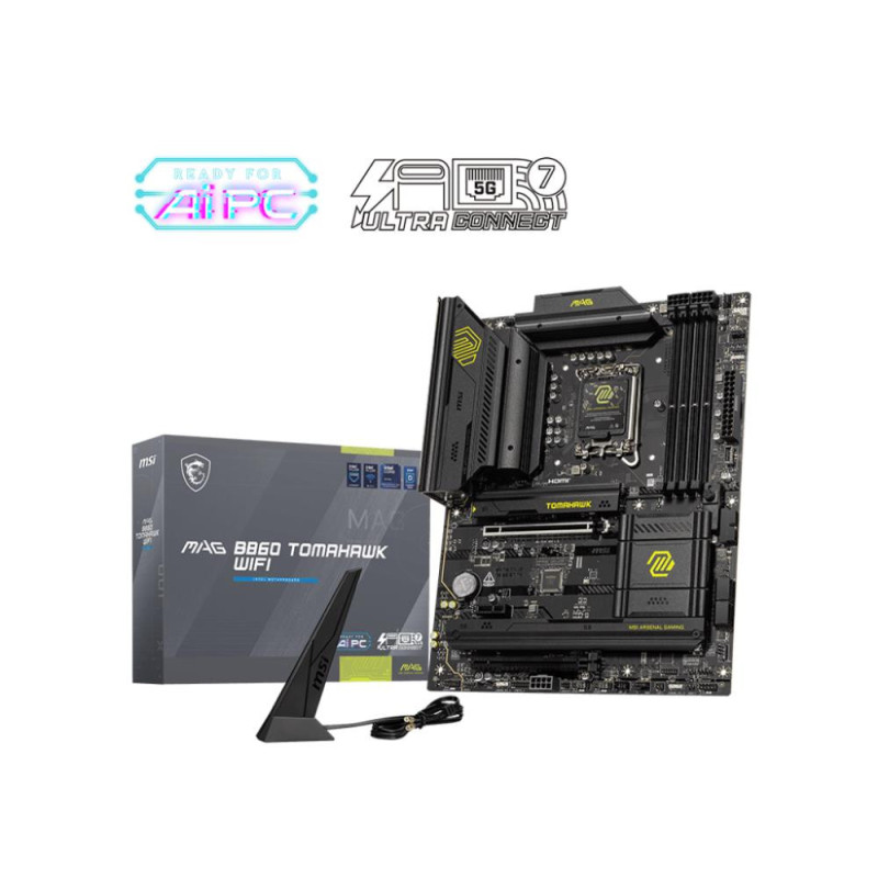 MSI MAG B860 TOMAHAWK WIFI Processor Socket LGA1851 Socket Chipset Type INTEL B860 Supported RAM Technology DDR5 4711377