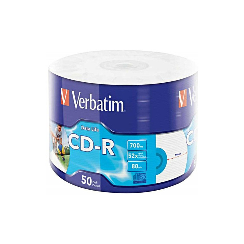 Verbatim Data Life - 50x CD-R - 700MB (80min) 52x - Printable Surface - Spindle