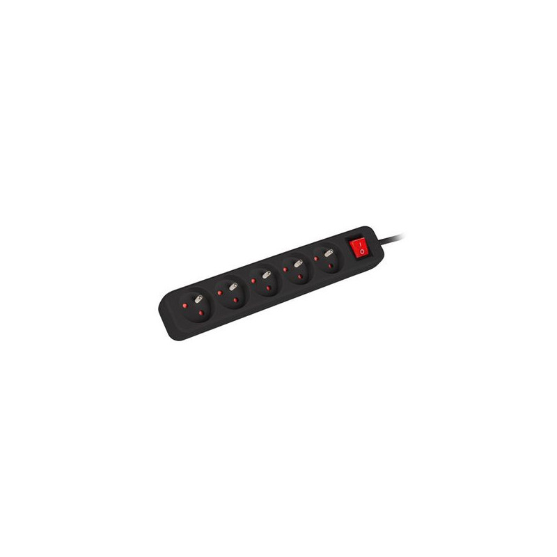 LANBERG PS1-05E-0300-BK Lanberg Listwa Zasilająca 3M Czarna 5X 230V PL Z Wyłącznikiem Kabel z Miedzi