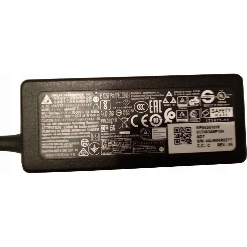 Acer AC ADAPTOR.45W.19V.1.7x5.5x11 ADP-45FE.BLACK 5706998294906
