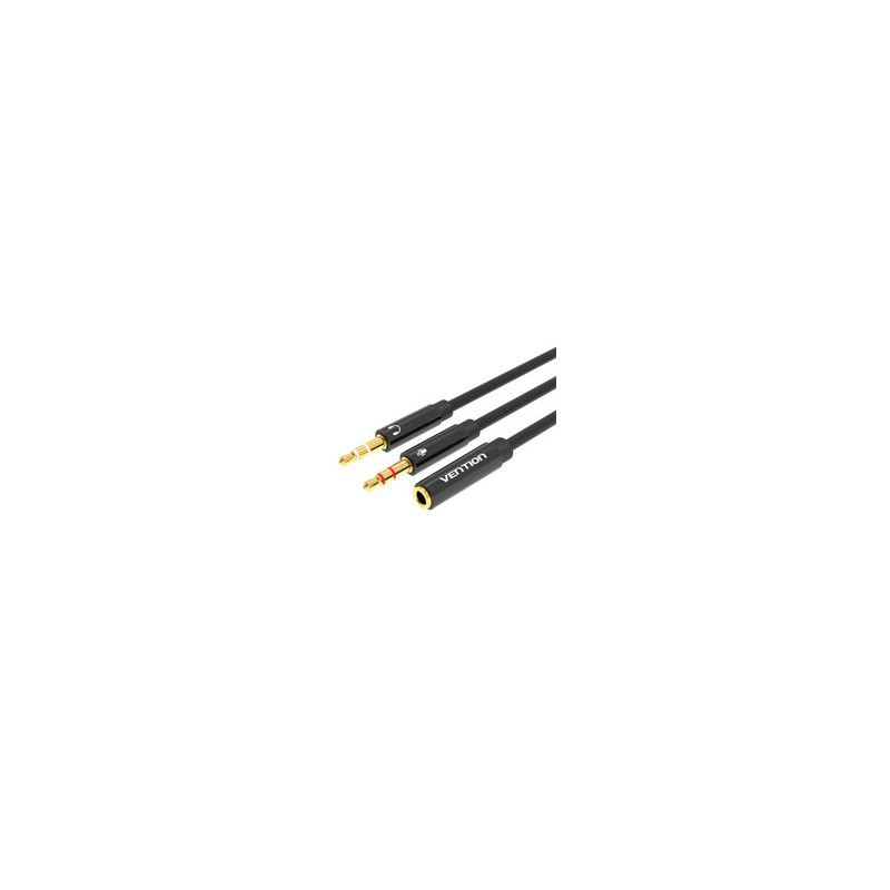 Cable estEreo vention bbtby 2x jack 3.5 macho jack 3.5 hembra 30cm negro