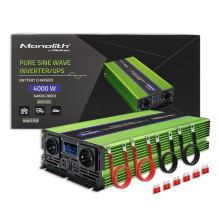 Qoltec Monolith Voltage Converter UPS 2000W 4000W 12V to 230V Pure Sine LCD