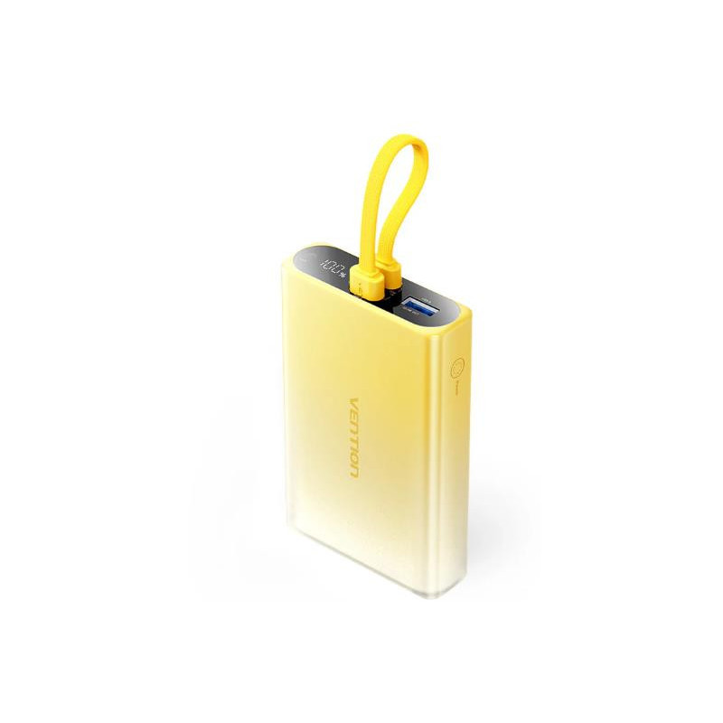 Vention 10000 mAh USB-C + Lightning + USB-A 22.5W z wyswietlaczem LED zolty