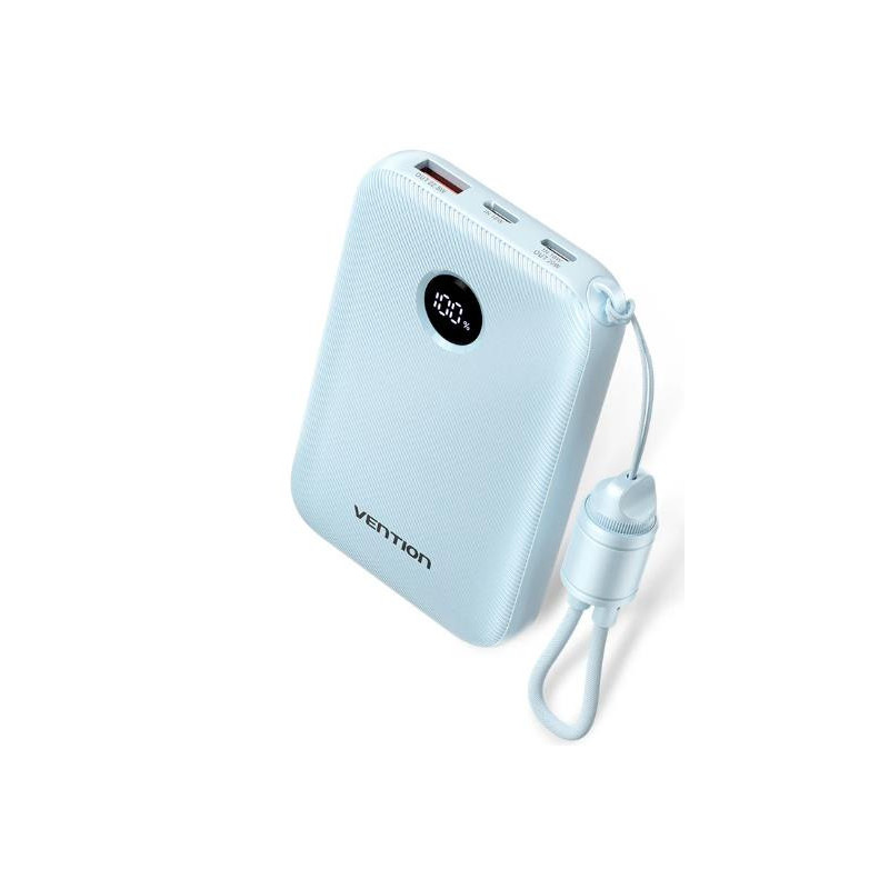 Vention 10000mAh 2 x USB-C 1x USB-A z wyswietlaczem 22.5W niebieski