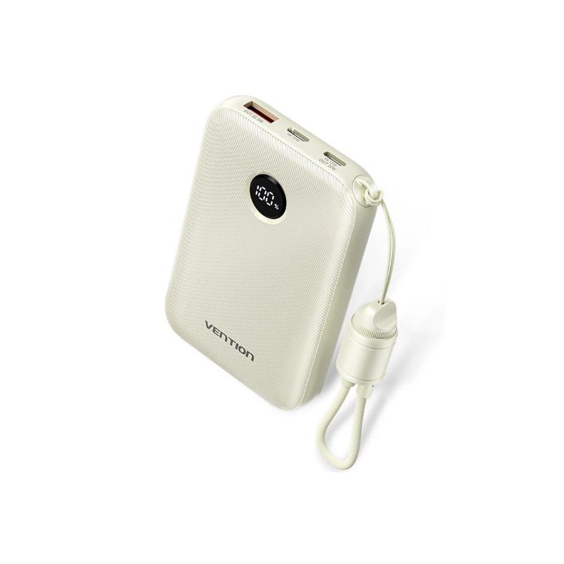 Vention 10000mAh 2 x USB-C 1x USB-A z wyswietlaczem 22.5W bezowy