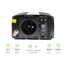 Green Cell Registered Voltage Car Inverter 24V to 230V 300W / 600W