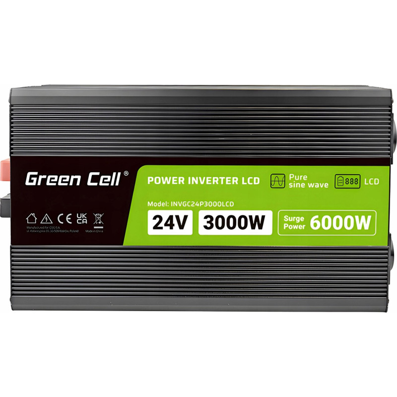 Green Cell PowerInverter LCD 24 V 3000W / 60000W vehicle inverter with display - pure sine wave