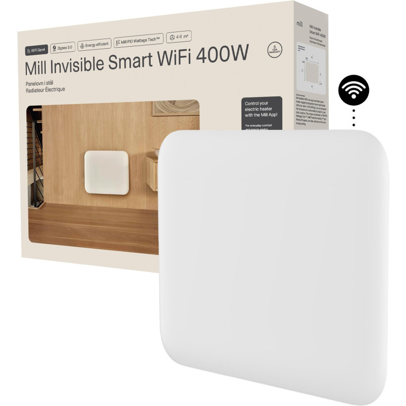 Mill Invisible Smart WiFi Heater PA400WIFI4 Panel Heater 400 W Suitable for rooms up to 4-6 m White IPX4