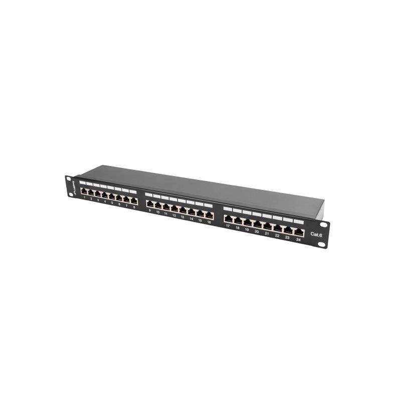 Patch Panel 24 Port 1U Cat.6 black shield