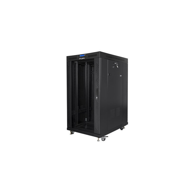 Free-standing cabinet 19 inches 22U 800x1000 glass doors LCD (flat pack) V2 black