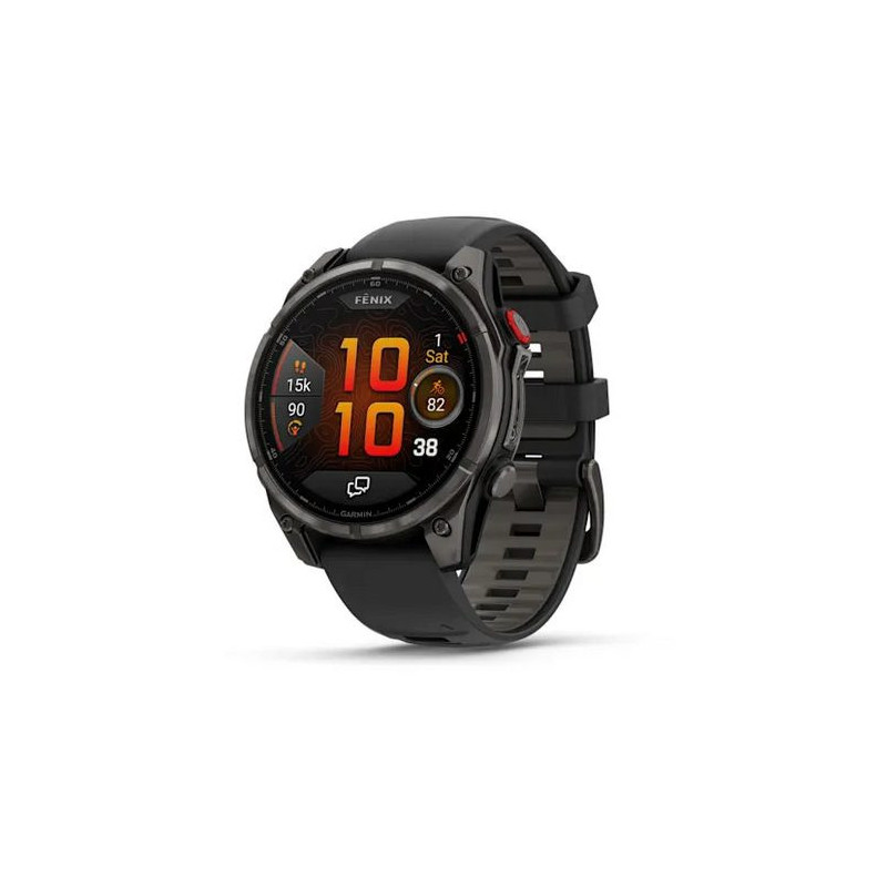 fenix 8 Pro - 47 mm AMOLED Sapphire Carbon grey DLC titanium with Black / pebble grey silicone band 753759350918