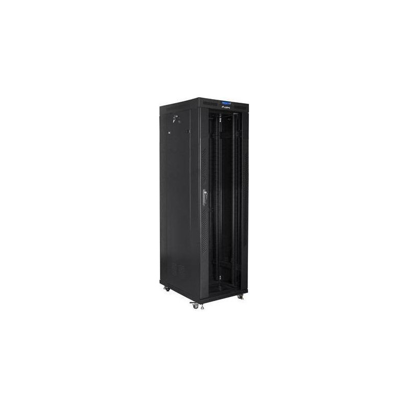 Installation cabinet rack 19 42U 800x800 black glass door LCD (Flat pack)