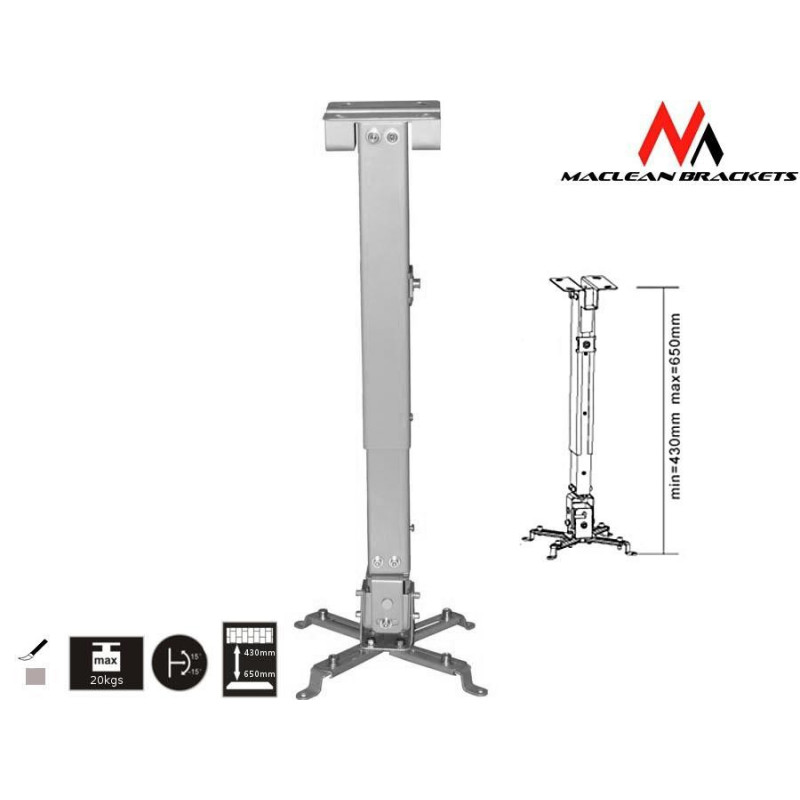 Maclean Mount ceiling for the projector MC-581 (430 mm - 656 mm 20 kg silver color)