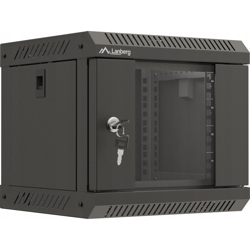 WALL-HUNG RACK CABINET 19" 4U 600X450 GREY PERFORATED DOOR LANBERG (FLAT PACK)