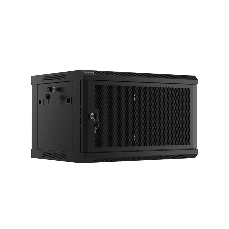 Hanging cabinet 19 inches 6U 600x450 perforated doors (flat pack) black