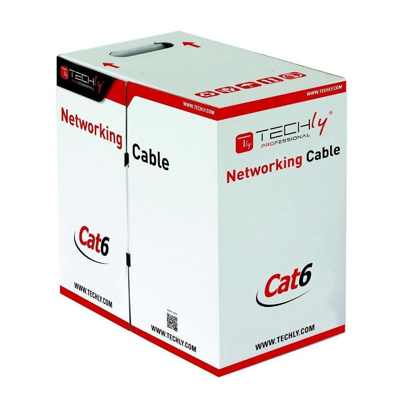 TechlyPro UTP Cat6 bulk cable 4x2 stranded CCA 305m box gray