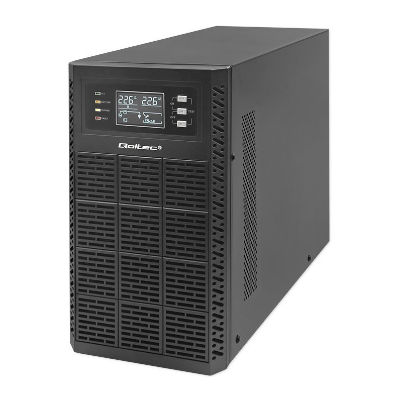 Qoltec 52282 Uninterruptible Power Supply UPS 3kVA 3000W Power factor 1.0 LCD EPO USB On-line