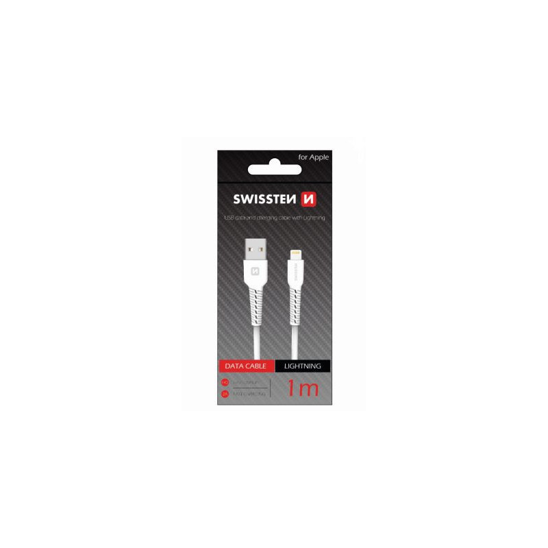 Swissten Basic Fast Charge 3A Lightning (MD818ZM / A) Datu un Uzlādes Kabelis 1m Balts
