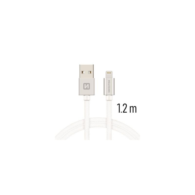 Swissten Textile Fast Charge 3A Lightning (MD818ZM / A) Datu un Uzlādes Kabelis 1.2m Sudraba