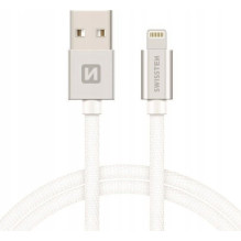 Swissten (MFI) Textile Fast Charge 3A Lightning (MD818ZM / A) Datu un Uzlādes Kabelis 1.2m Sudraba