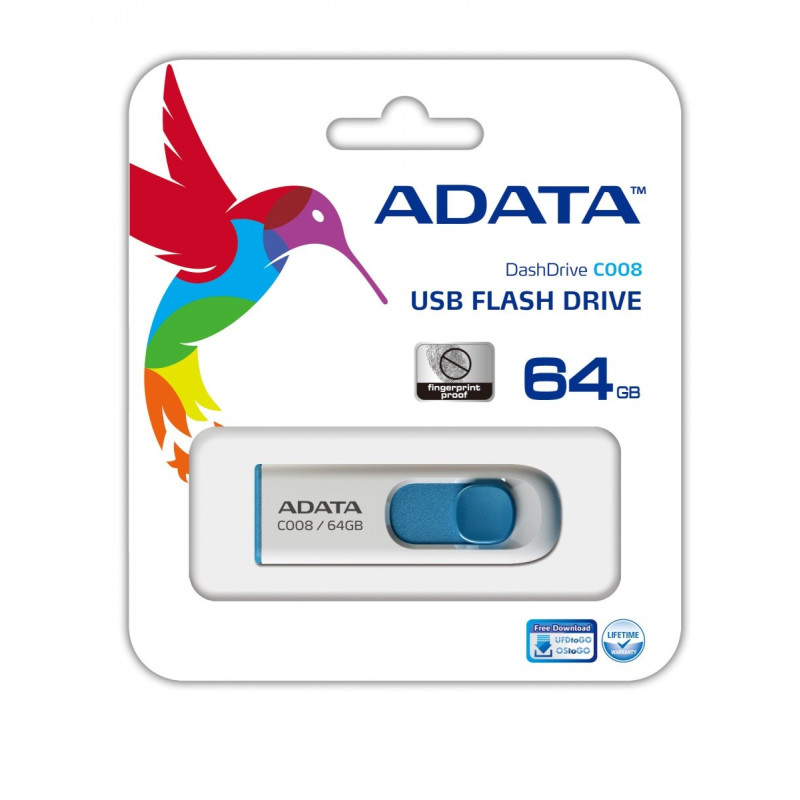 ADATA 64GB C008 USB flash drive USB Type-A 2.0 Blue White