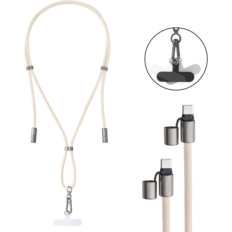 CABLE USB-C TO USB-C 1.65M / LANYARD BEIGE 7991001 INTENSO