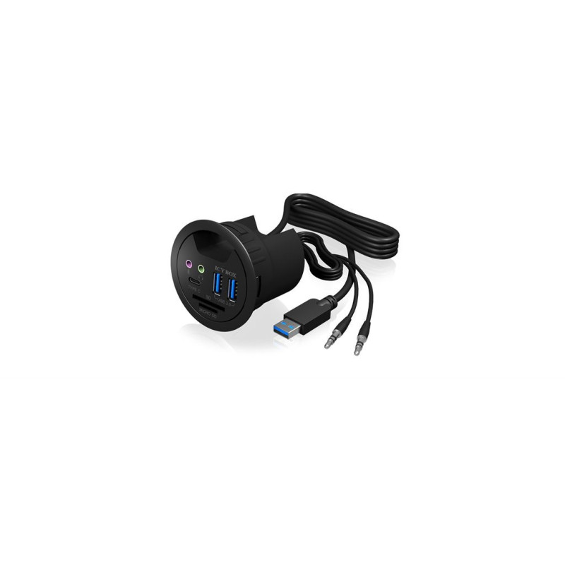 IcyBox Desk Hub 2x USB 3.0 1x USB 3.0 Type-C audio input / output SD reader