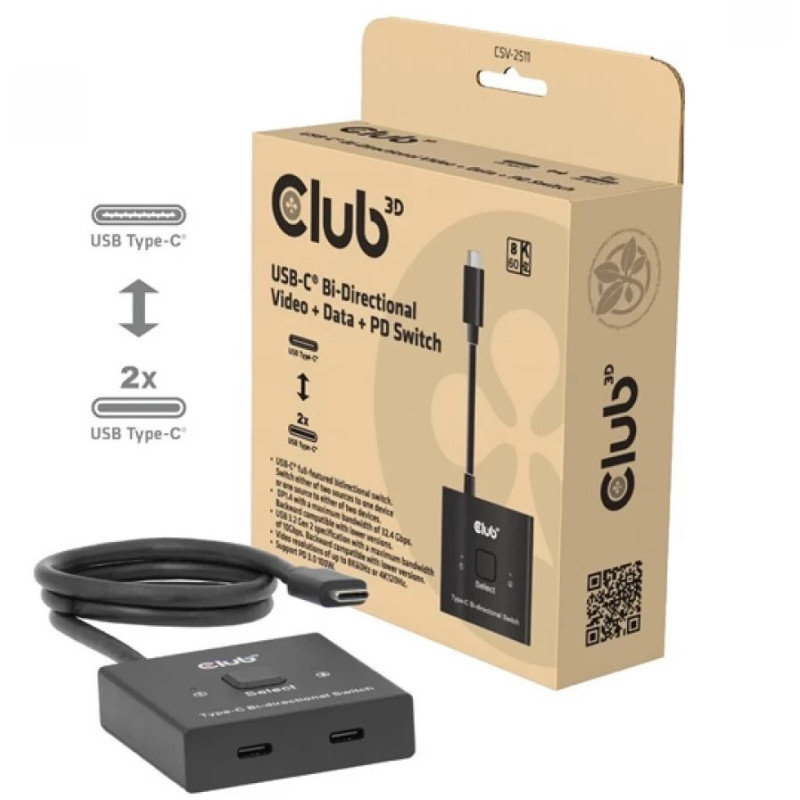 VIDEO SWITCH USB-C 2PORT / CSV-2511 CLUB3D