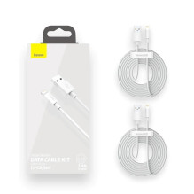 Kabel USB do Lightning Baseus Simple Wisdom 2.4A 1.5m (bialy) 2szt.