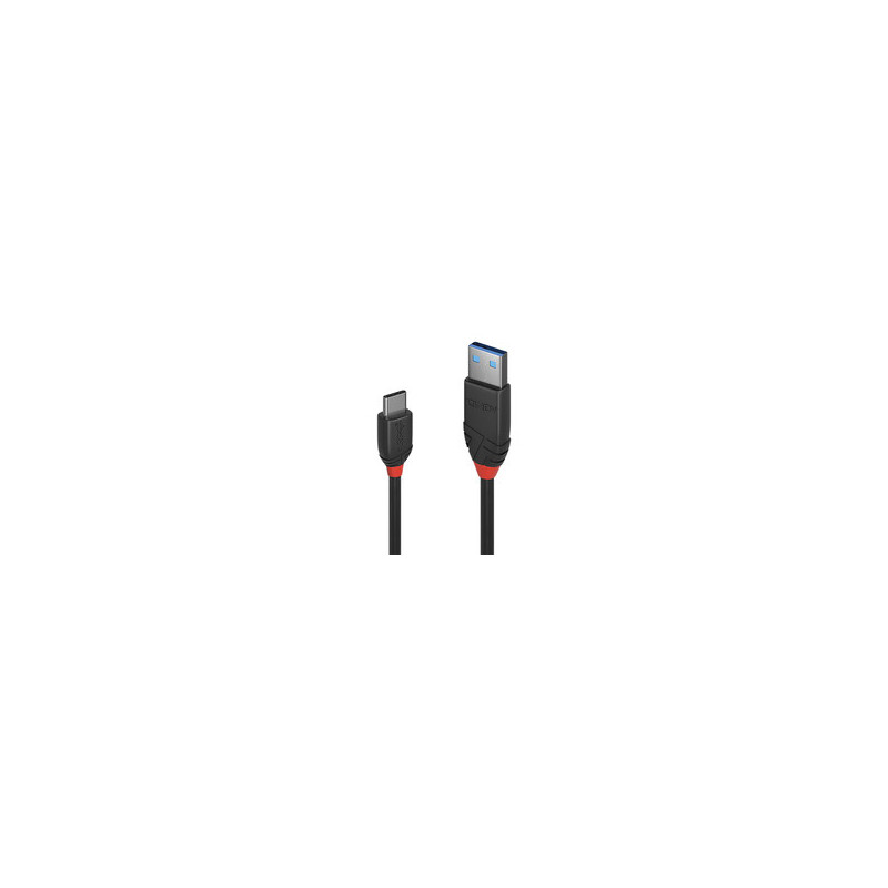 Lindy USB 3.1 Typ A an C Kabel 3A Black Line 0.5m