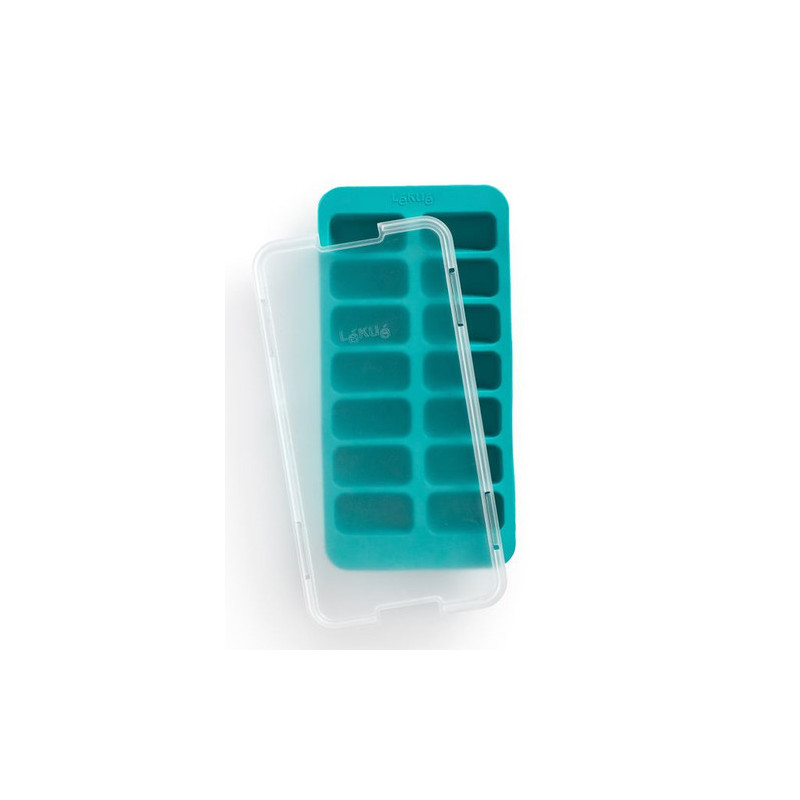 Lekue Ledus kubiņu veidne taisnstūra ar vāciņu - Turquoise