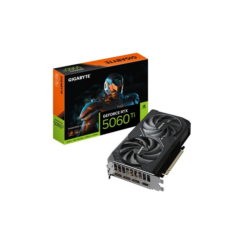 GIGABYTE GeForce RTX 5060 Ti WINDFORCE MAX OC 8G Graphics Card - 8GB GDDR7 128bit PCI-E 5.0 2587MHz Core Clock 3 x DP 1 