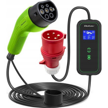 Qoltec Mobile EV Car Charger Adjustable 2in1 Type2 11kW CEE 5 PIN Wi-fi LCD 3 phases Portable Wallbox 5m