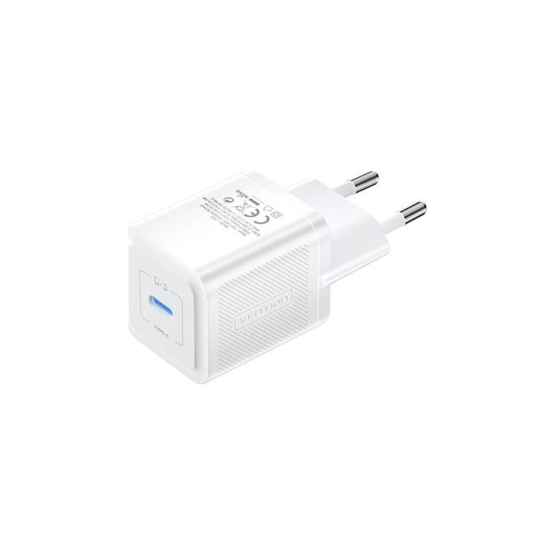 Cargador gan de pared vention fepw0-eu 1xusb tipo-c 20w