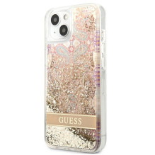 Guess GUHCP13SLFLSD iPhone 13 mini 5,4 colio auksinis / auksinis kietas dėklas Paisley Liquid Glitter