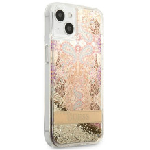 Guess GUHCP13SLFLSD iPhone 13 mini 5,4 colio auksinis / auksinis kietas dėklas Paisley Liquid Glitter